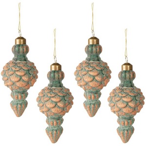 Clayre & Eef Weihnachtskugel 4er Set Ø 6x14 cm (set van 4) Kupferfarbig Glas Weihnachtsbaumschmuck