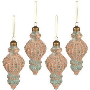 Clayre & Eef Weihnachtskugel 4er Set Ø 6 cm Kupferfarbig Glas Weihnachtsbaumschmuck