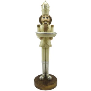 Clayre & Eef Figur Nussknacker 40 cm Beige Silberfarbig Polyresin Weihnachtsdekoration