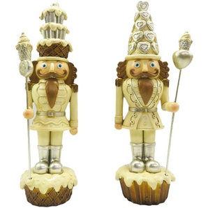 Clayre & Eef Figur 2-er Set Nussknacker 23 cm Beige Polyresin Weihnachtsdekoration