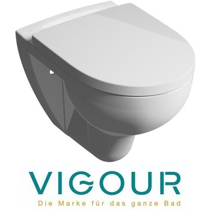 Clivia plus Wand-WC spülrandlos +5cm Behindertengerecht mit SoftClose WC-Sitz abnehmbar, weiß - Vigour
