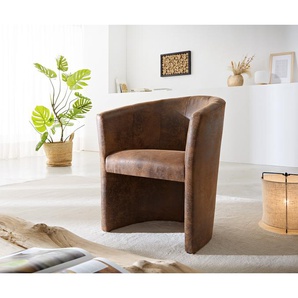 Cocktailsessel Pieder Braun Lounge gepolstert Antik Optik, Cocktailsessel