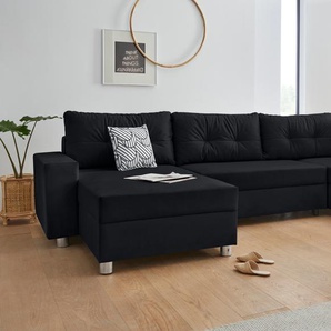 Wohnlandschaft COLLECTION AB Sofas Gr. B/T: 310 cm x 212 cm, Samtoptik, mit Bettfunktion, schwarz Wohnlandschaften Sofas inklusive Federkern, wahlweise mit Bettfunktion und Bettkasten