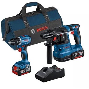 Bosch - Combo Kit 2-tlg. 18V: gsr 18V-45 + gbh 18V-22 + 2 x 4.0Ah + Ladegerät + Tasche