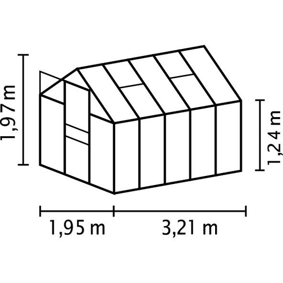 Comet 6200 HKP 4mm, alu, Gewächshaus 6,2 m², L 3210 x B 1950 x H 1970 mm Vitavia