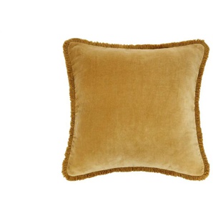 como Kissen Samt mit Fransen - gelb - Materialmix - 45 cm | Möbel Kraft
