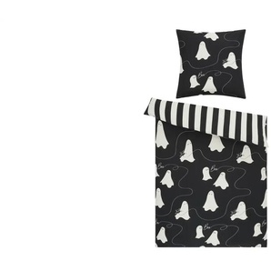 como Renforcé Wende-Bettwäsche Ghosts | schwarz | 135 cm |
