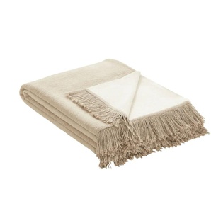 como Wohndecke mit Fransen | beige | Baumwollmischgewebe | 130 cm |