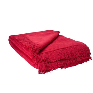 como Wohndecke mit Fransen Sophia - rot - Materialmix - 150 cm | Möbel Kraft