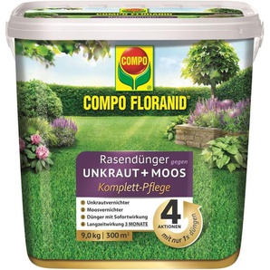 Compo - floranid Rasendünger gegen Unkraut+Moos Komplett-Pflege 9kg für 300m²