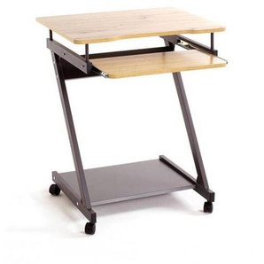 Computertisch Roller, Anthrazit, Schwarz, Eiche, Metall, Holzwerkstoff, rechteckig, 49x76x60 cm, ausziehbar, justierbare Füße, Arbeitszimmer, Schreibtische, Computertische