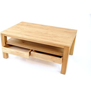 Concept Bora Couchtisch 2 Schubladen Eiche Massivholz 110x49x70