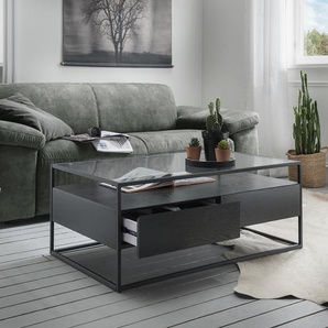 Concept Bozen II Couchtisch Klarglas 2 Schubladen Metallgestell