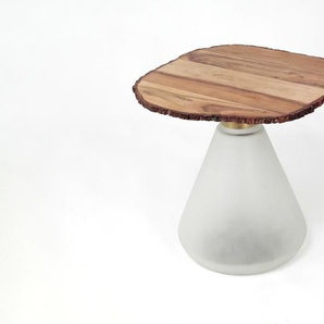 Concept Lars Beistelltisch Massivholz Akazie Milchglas