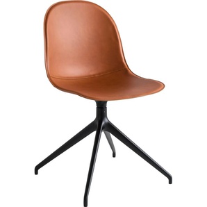4-Fußstuhl CONNUBIA Academy CB/1694-LHS / -V_P15_180 Stühle Gr. B/H/T: 49 cm x 85 cm x 50 cm, Leder, Metall, braun (cognac r04, schwarz) 4-Fuß-Stühle Stühle