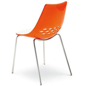 4-Fußstuhl CONNUBIA Jam CB/1059 Stühle Gr. B/H/T: 47,5 cm x 82,5 cm x 54 cm, 2 St., Metall, orange (weiß, orange, silberfarben) 4-Fuß-Stuhl Esszimmerstuhl Küchenstuhl Küchenstühle Stühle