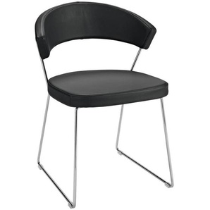 Connubia Stuhl , Schwarz , Metall, Leder , Echtleder , Rindleder , Kufe , 57x75.5x52 cm , Esszimmer, Stühle, Esszimmerstühle, Lederstühle