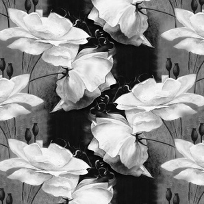 CONSALNET Vliestapete Blumen Muster Tapeten verschiedene Motivgrößen, für das Büro oder Wohnzimmer Gr. B/L: 2,06 m x 2,75 m, schwarz Vliestapeten Tapeten