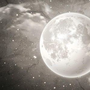CONSALNET Vliestapete Grauer Mond auf Beton Tapeten Gr. B/L: 3,68 m x 2,8 m, schwarz-weiß (weiß, schwarz) Vliestapeten Tapeten