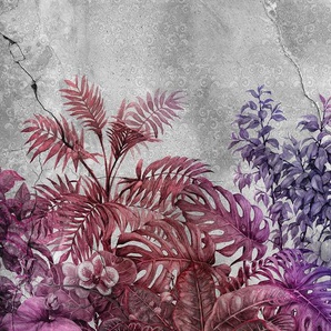 Consalnet Vliestapete Violette Pflanzen/Beton, floral