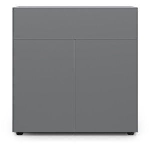 Container Connect MDF außen graphit/innen weiß matt lackiert grau, Designer form1, 102x100x48 cm