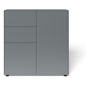 Container mit 2 Türen und 2 Schubladen Connect MDF graphit matt lackiert grau, Designer form1, 102x100x48 cm