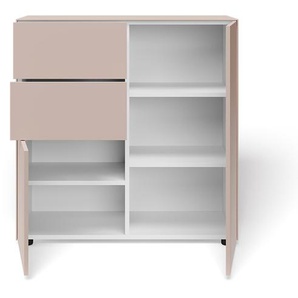Container mit 2 Türen und 2 Schubladen Connect MDF rose matt lackiert rosa, Designer form1, 102x100x48 cm