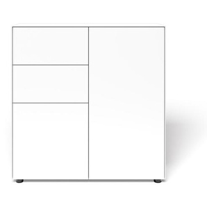 Container mit 2 Türen und 2 Schubladen Connect MDF weiß matt lackiert, Designer form1, 102x100x48 cm