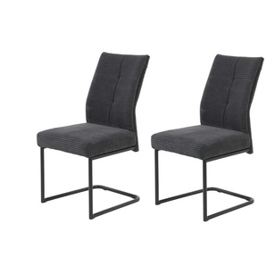 Cord-Polsterstuhl 2er-Set   ¦ grau ¦ Maße (cm): B: 50 H: 99