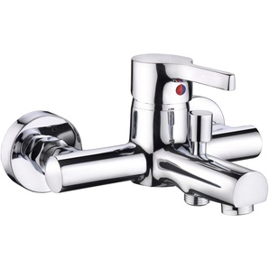 CORNAT Badarmatur Skagen Hochwertiger Messingkörper -verchromt - 1/2 Zoll Brauseabgang Temperaturbegrenzer & ECO-Funktion / Einhebelmischer zur Wandmontage