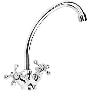 CORNAT Waschtischarmatur Nostalgie Verchromter Messingkörper - Hohe Auslaufhöhe - Schwenkbar Ohne Ablaufgarnitur / Wasserhahn Bad / Waschbecken-Armatur/ Badarmatur