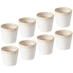 Costa Nova Espressotassenset Grespresso, Weiß, Holz, Keramik, 8-teilig, Eiche, 80 ml, Handmade in Europe, Kaffee & Tee, Tassen, Kaffeetassen-Sets