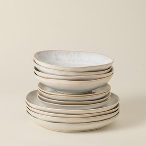 Costa Nova Kombiservice Eivissa, Creme, Weiß Hochglanz, Keramik, 12-teilig, Handmade in Europe, Essen & Trinken, Geschirr, Geschirr-Sets, Kombiservice