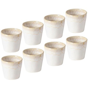 Costa Nova Tassenset Grespresso, Weiß, Keramik, Holz, 8-teilig, Eiche, 80 ml, Handmade in Europe, Kaffee & Tee, Tassen, Kaffeetassen-Sets