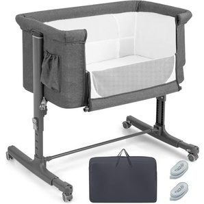 Costway - 3 in 1 Beistellbett & Babywiege & Reisebett, 5-stufig Höhenverstellbares Babybett, 10° Neigung, Kinderbett inkl. Matratze, Tragetasche,