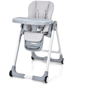 COSTWAY 4 in 1 Baby Hochstuhl, Kinderhochstuhl klappbar, Babystuhl mit Liegefunktion, höhenverstellbarer Rückenlehne & Fußstütze, Kinderstuhl mit 4