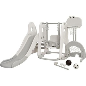 Costway - 6 in 1 Kinder Spielplatz, Kinder Rutsche & Schaukel & Basketballkorb & Leiter & Fußballtor & Golfloch, Schaukelgerüst Gartenschaukel