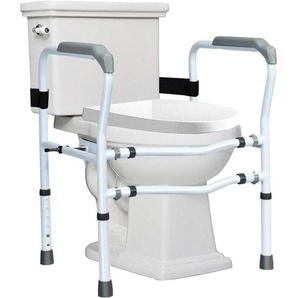 COSTWAY Aufstehhilfe Toilette höhenverstellbar, WC Stützhilfe mit Armlehnen ohnebohren, Rutschfester WC Haltegriff für Senioren & Behinderte bis