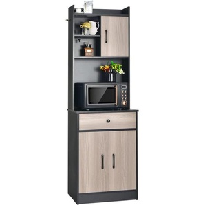 Costway - Buffet de Cuisine Meuble Cuisine Rangement avec 3 Portes et 1 Niche de Rangement, Passe-Câble 60 x 40 x 180 cm Noir