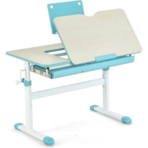 Costway - Kinderschreibtisch 51-73cm Höhenverstellbar, Schülerschreibtisch mit neigbarer Tischplatte, Bücherständer, Schublade & Messlineal,