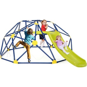 Costway - Kletterkuppel mit Rutsche, Klettergerüst in Kuppelform mit Stoffplattform, 180 kg Belastbarkeit, Outdoor & Indoor Spielplatz für 3-10