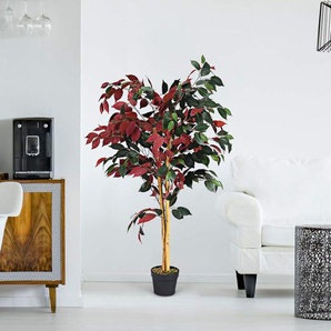 COSTWAY Kunstpflanze 120cm, Kunstbaum Indoor & Outdoor, Zimmerpflanze kuenstlich, Dekopflanze im Topf, fuer Zuhause, Buero, Lounge
