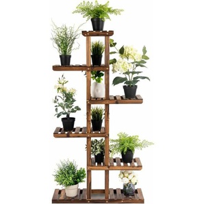 Costway - Pflanzenregal Blumenregal, Blumenstaender Garten, Blumentreppe Holz, Pflanzentreppe mehrstoeckig, Holzregal 75x25x140 cm