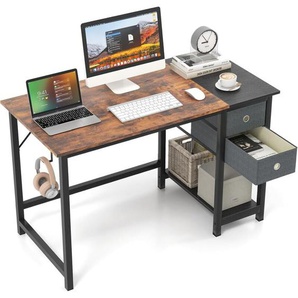 Costway - Schreibtisch mit 2 Schubladen, 120 cm Langer Computertisch mit Kopfhörerhaken & Ablagefach, Bürotisch, großer PC-Tisch, Arbeitstisch für