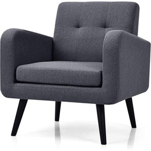 Costway - Sessel, Ohrensessel mit Armlehnen, Lesesessel mit Beinen aus massivem Gummiholz, Fernsehsessel, Polstersessel für Wohnzimmer, Schlafzimmer
