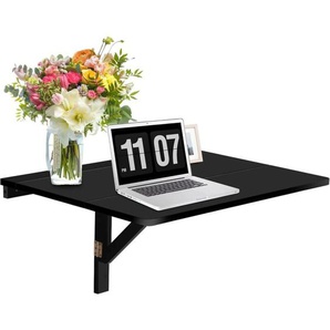 COSTWAY Wandmontierter Klapptisch, 80 cm x 60 cm klappbarer Wandtisch aus Kiefernholz, platzsparender Wandklapptisch für Küche Schlafzimmer Esszimmer