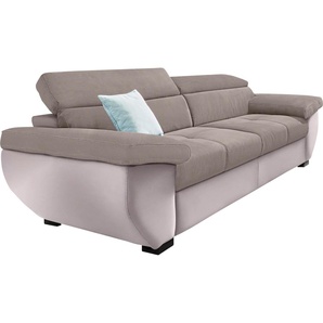 2,5-Sitzer COTTA Sofas Gr. B/H/T: 214 cm x 74 cm x 103 cm, Kunstleder SOFTLUX-Luxus-Microfaser, mit Kopfteilverstellung, braun (schlamm, schlamm) 2-Sitzer Sofas