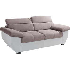2,5-Sitzer COTTA Sofas Gr. B/H/T: 214 cm x 74 cm x 103 cm, Kunstleder SOFTLUX-Luxus-Microfaser, mit Kopfteilverstellung, braun (creme, braun) 2-Sitzer Sofas