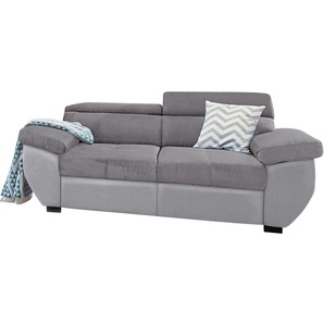 2-Sitzer COTTA Sofas Gr. B/H/T: 195 cm x 74 cm x 103 cm, Kunstleder SOFTLUX-Luxus-Microfaser, mit Kopfteilverstellung, grau (hellgrau, dunkelgrau) 2-Sitzer Sofas