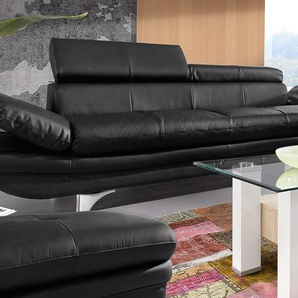 3-Sitzer COTTA Sofas Gr. B/H/T: 233 cm x 91 cm x 104 cm, Kunstleder SOFTLUX, mit Kopfteilverstellung-mit Armteilverstellung, grau (fango) 3-Sitzer-Sofa Einzelsofa 3-Sitzer Sofas